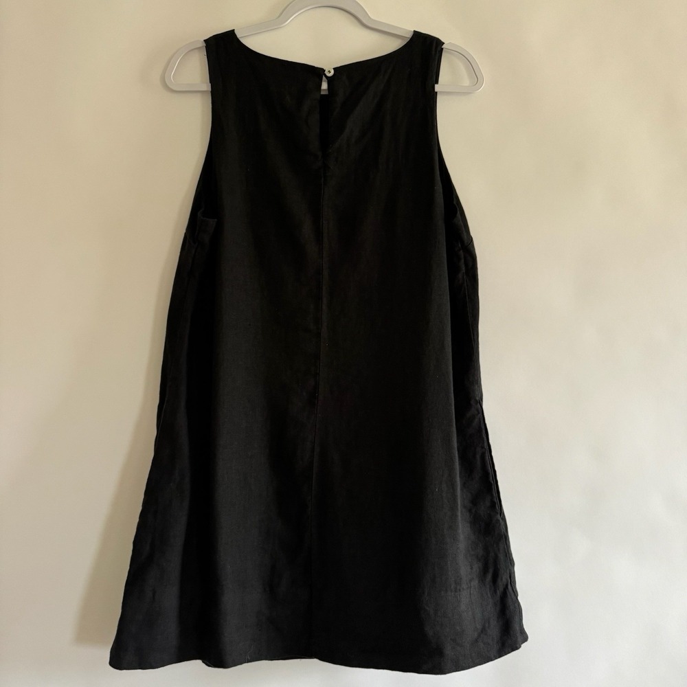 Quince Womens 100% European Linen Tank Mini Dress Black Medium Spring Summer - Picture 6 of 12